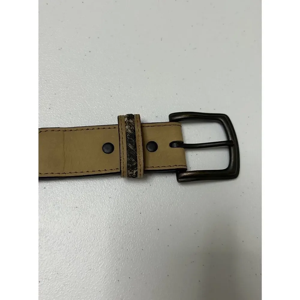 John Deere Men's Genuine Top Grain Leather Belt Brown and Camouflage Size 40